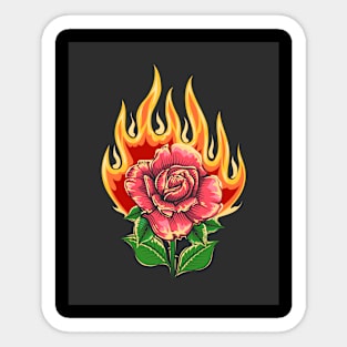 Burning Rose Flower Tattoo Sticker